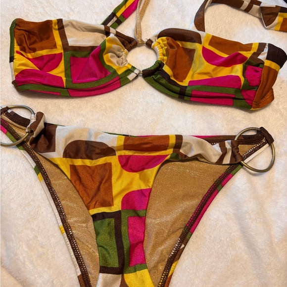Vitamin A Other - Vitamin A Multicolor Geometric Ring‎ Bikini Set Retro Y2K Resort Swim Size 6